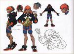  1boy black_hair blue_shorts cellphone claw_pose concept_art dark_skin dark_skinned_male earrings gloves green_eyes gym_leader hand_in_pocket holding holding_phone hood hood_down hoodie jewelry kibana_(pokemon) knees looking_at_viewer male_focus official_art orange_headwear parted_lips partially_colored phone pokemon pokemon_(game) pokemon_swsh scan shoes shorts smile translation_request 