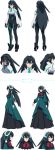  1girl absurdres aqua_eyes black_hair character_sheet dress gothic_lolita green_dress gundam gundam_build_divers gundam_build_divers_re:rise gunpla hairband highres lolita_fashion lolita_hairband may_(gundam_build_divers_re:rise) multiple_views official_art solo transparent_background 