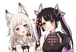  2girls animal_ears blush breasts hair_ornament highres kino_haruc long_hair multiple_girls open_mouth original twintails white_hair 