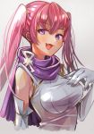  1girl fire_emblem fire_emblem:_the_blazing_blade gloves highres long_hair open_mouth pink_hair serra_(fire_emblem) simple_background solo tokuhoncil twintails upper_body violet_eyes white_gloves 