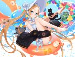  1girl abigail_williams_(fate/grand_order) abigail_williams_(swimsuit_foreigner)_(fate) bangs bare_shoulders bikini blonde_hair blue_eyes blush bonnet bow braid breasts fate/grand_order fate_(series) forehead hair_bow hair_rings highres long_hair looking_at_viewer miniskirt nima_(niru54) parted_bangs sidelocks skirt small_breasts swimsuit twin_braids twintails very_long_hair white_bikini white_bow white_headwear 