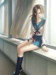  genderswap koizumi_itsuki koizumi_itsuki_(female) long_hair school_uniform serafuku sitting skirt suzumiya_haruhi_no_yuuutsu 
