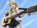  guitar instrument instruments kagamine_rin minarai_zouhyou sky vocaloid 