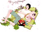  bear_ears cherry_blossoms dandelion flower hanami hoodie obento obentou outdoors picnic sleeping tatami 