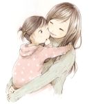  brown_hair child closed_eyes family mother_and_daughter wakana_(artist) 