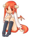  dragon_girl horns lowres monster_girl red_eyes red_hair redhead socks tail wings 