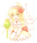  blonde_hair blush_stickers bow flower green_eyes hat lily_white simple_background touhou wings 