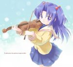  emurin french hair_bobbles hair_ornament ichinose_kotomi instrument school_uniform serafuku skirt twintails two_side_up violin 