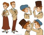  bioshock bioshock_infinite blue_eyes brown_hair formal hat hershel_layton luke_triton necktie parody professor_layton robert_lutece rosalind_lutece style_parody 