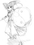  hikawa_shou monochrome sketch touhou yin_yang 