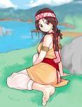  braid brown_eyes brown_hair dragon_quest dragon_quest_yuusha_abel_densetsu feet nature smile teriyaki tialah twin_braids 