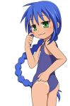  izumi_konata lowres lucky_star midori_boushi one-piece_swimsuit school_swimsuit swimsuit tan tanline 