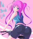  bad_id bicycle bike_shorts blue_eyes kasai_shin kokoro_(artist) pink_hair twintails 