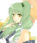  green_hair hair_accessory hair_ornament kochiya_sanae nail_polish touhou yellow_eyes 