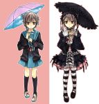  gothic gothic_lolita nagato_yuki school_uniform soysauce_(pixiv47673) suzumiya_haruhi_no_yuuutsu thighhighs umbrella 