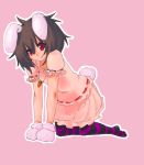  black_hair bunny_ears bunny_tail gloves inaba_tewi pantyhose rabbit_ears red_eyes shinto~ short_hair striped striped_legwear tail touhou 