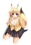  breasts cleavage fox_ears fox_tail kanokon lowres minamoto_chizuru ryuushou school_uniform tail 