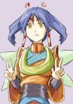  1girl android ankle_boots black_gloves blue_hair blush boots breasts character_name concept_art earrings expressions eyebrows_visible_through_hair facial_mark fingerless_gloves forehead_mark full_body gloves grandia grandia_ii heart jewelry long_sleeves looking_at_viewer medium_breasts miniskirt multiple_views official_art orange_eyes pale_skin pantyhose photoshop_(medium) purple_hair scan skirt solo standing tio_(grandia) twintails violet_eyes white_legwear wide_sleeves wings yellow_eyes 