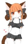  1girl animal_ears animal_nose bare_shoulders blush breasts brown_fur brown_hair cat cat_ears cat_girl cat_tail clothing_request collarbone commentary_request contrapposto cowboy_shot furry haru_mineko heart long_hair looking_at_viewer navel orange_eyes orange_fur orange_hair original piercing simple_background small_breasts solo standing tail two-tone_fur whiskers white_background white_fur 