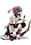  arrow_(projectile) bow braid brown_hair choker jiayu_long mask masked patapon smile weapon yumiyacha_(patapon) 