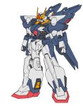 beastkingbarbaros clenched_hands gundam highres mecha monoeye_gundams no_humans one-eyed red_eyes redesign sisquiede solo standing v-fin white_background 