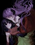 2girls artist_name bad_id bad_twitter_id bangs blood crying deep_wound eyebrows_visible_through_hair furude_rika hanyuu highres higurashi_no_naku_koro_ni horns injury long_hair multiple_girls purple_hair smile spoilers tagme tears unxi very_long_hair violet_eyes