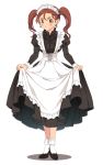  1girl apron breasts closed_mouth dragon_quest dragon_quest_viii dress jessica_albert long_hair looking_at_viewer maid maid_headdress simple_background solo white_background 