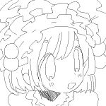  1girl :d animated animated_gif bangs close-up eyebrows_visible_through_hair face frills from_side greyscale hair_between_eyes hair_bobbles hair_ornament looking_away lowres maid_headdress melting monochrome open_mouth original portrait rururoru short_hair smile solo surreal tareme thick_eyebrows 