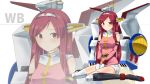  1girl absurdres brown_eyes gundam hairband highres i.takashi kantai_collection light_blush light_smile long_hair looking_to_the_side mecha_musume mobile_suit_gundam parody personification redhead seiza sitting solo style_parody thigh-highs uniform zoom_layer 