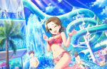  bikini blush brown_eyes brown_hair idolmaster_cinderella_girls_starlight_stage oota_yuu short_hair smile wink 