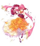  1girl bangs bare_shoulders detached_collar dress ethlyn_(fire_emblem) fire_emblem fire_emblem:_genealogy_of_the_holy_war fire_emblem_heroes full_body highres kaya8 long_dress long_hair official_art pink_eyes pink_hair purple_footwear shiny shiny_hair sidelocks solo strapless strapless_dress tied_hair transparent_background white_legwear 