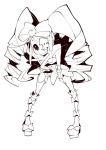 1girl bent_over boots bow dowman_sayman dress drill_hair eyepatch greyscale hair_bow harime_nui heart kill_la_kill long_hair monochrome sidelocks smile solo thigh-highs thigh_boots twin_drills twintails 