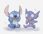  artist_name blue_eyes claws colored_skin commentary_request crossover crystal demon full_body grey_background hands_up happy holding holding_crystal lilo_&amp;_stitch notched_ear notice_lines open_mouth pawpads pokemon pokemon_(creature) purple_skin sableye sharp_teeth simple_background sitting sketch smile spread_legs stitch_(lilo_&amp;_stitch) teeth tongue twitter_username watermark ynmr_ll 