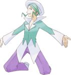 1boy aqua_eyes aqua_hair aqua_shirt artist_request bangs beret collarbone full_body grin gym_leader happy hat kneeling long_sleeves looking_at_viewer lowres male_focus official_art outstretched_arms pants pokemon pokemon_(game) pokemon_rse purple_pants shirt shoes short_hair sideways_mouth smile solo spread_arms spread_legs swept_bangs teeth transparent_background wallace_(pokemon) white_footwear white_headwear 