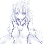  detached_sleeves inubashiri_momiji lowres monochrome purple suisen tail touhou wolf_ears wolf_tail 