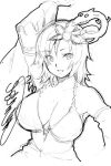  breasts cleavage detached_sleeves dragon final_fantasy final_fantasy_iv lowres monochrome rydia sketch solo yasakani_an 