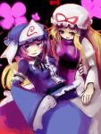  blonde_hair hat luft multiple_girls purple_hair saigyouji_yuyuko touhou yakumo_yukari 