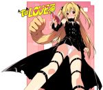  belt blonde_hair blush book detached_sleeves dress garters golden_darkness kantoku konjiki_no_yami long_hair panties pantyshot prehensile_hair red_eyes thigh_strap to_love-ru toloveru twintails underwear upskirt 