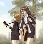  acoustic_guitar bad_id brown_hair glasses guitar instrument instruments lowres multiple_girls original terumi terumii 