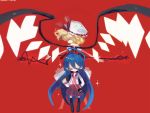  blonde_hair blue_hair crossover flandre_scarlet inuhito izumi_konata lucky_star touhou wings yukkuri_shiteitte_ne 