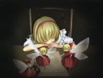  feathers hairband hourai hourai_doll ink letter paper quill scan sleeping touhou wings 