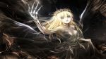  1girl angel artist_request blonde_hair blue_eyes dress flower flower_crown ghost rose skeleton solo source_request spider_web wings 