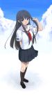  arms_behind cloud clouds futami_eriko hair_tussle highres kimi_kiss school_uniform scotch serafuku sky 