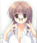  ahoge breasts brown_eyes brown_hair comic_party glasses highres long_hair makimura_minami 