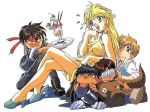  blonde_hair blood blue_eyes brown_hair cleo_everlastin dortin dress glasses headband high_heels long_hair majic_lin majutsushi_orphen nosebleed orphen scan shoes volkan 