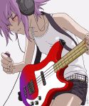  belt guitar headphones instrument oekaki purple_hair tank_top 