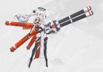  1girl breasts cancell closed_mouth eyebrows hair_ornament hand_up highres holding holding_weapon long_hair looking_at_viewer mecha_musume original solo twintails weapon white_hair yellow_eyes 