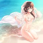  1girl alternate_costume bikini highres kantai_collection naoto_(tulip) shigure_(kantai_collection) solo swimsuit water white_bikini 