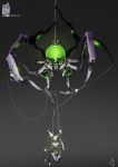  absurdres bug cheong_sosae glowing glowing_eye grey_background highres looking_at_viewer mecha no_humans one-eyed open_hand original robot spider walking 