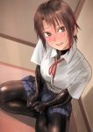  1girl bodysuit highres kilye_4421 latex_bodysuit original school_uniform skin_tight turtleneck 